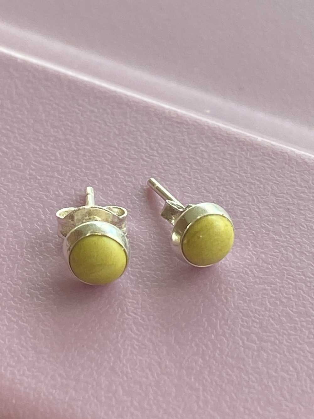 Yellow turquoise and sterling silver earrings